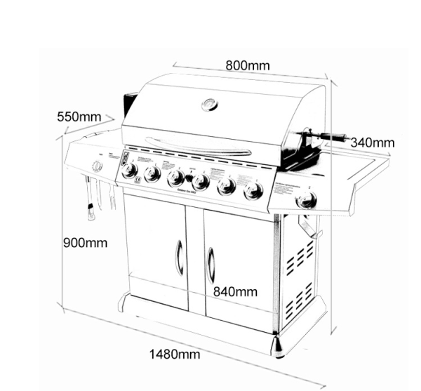 BQ2206 - Six Burners BBQ 商用六頭爐石油氣燒烤爐 Image